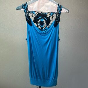 Blue and Black Blouse